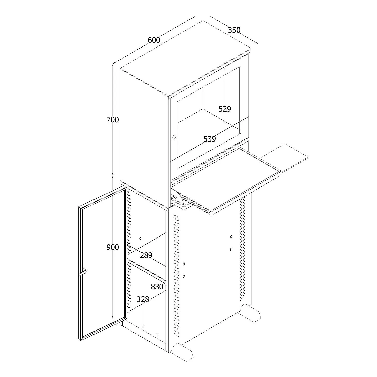 Kaiserkraft Eurokraft Basic postazione PC chiusa con serratura