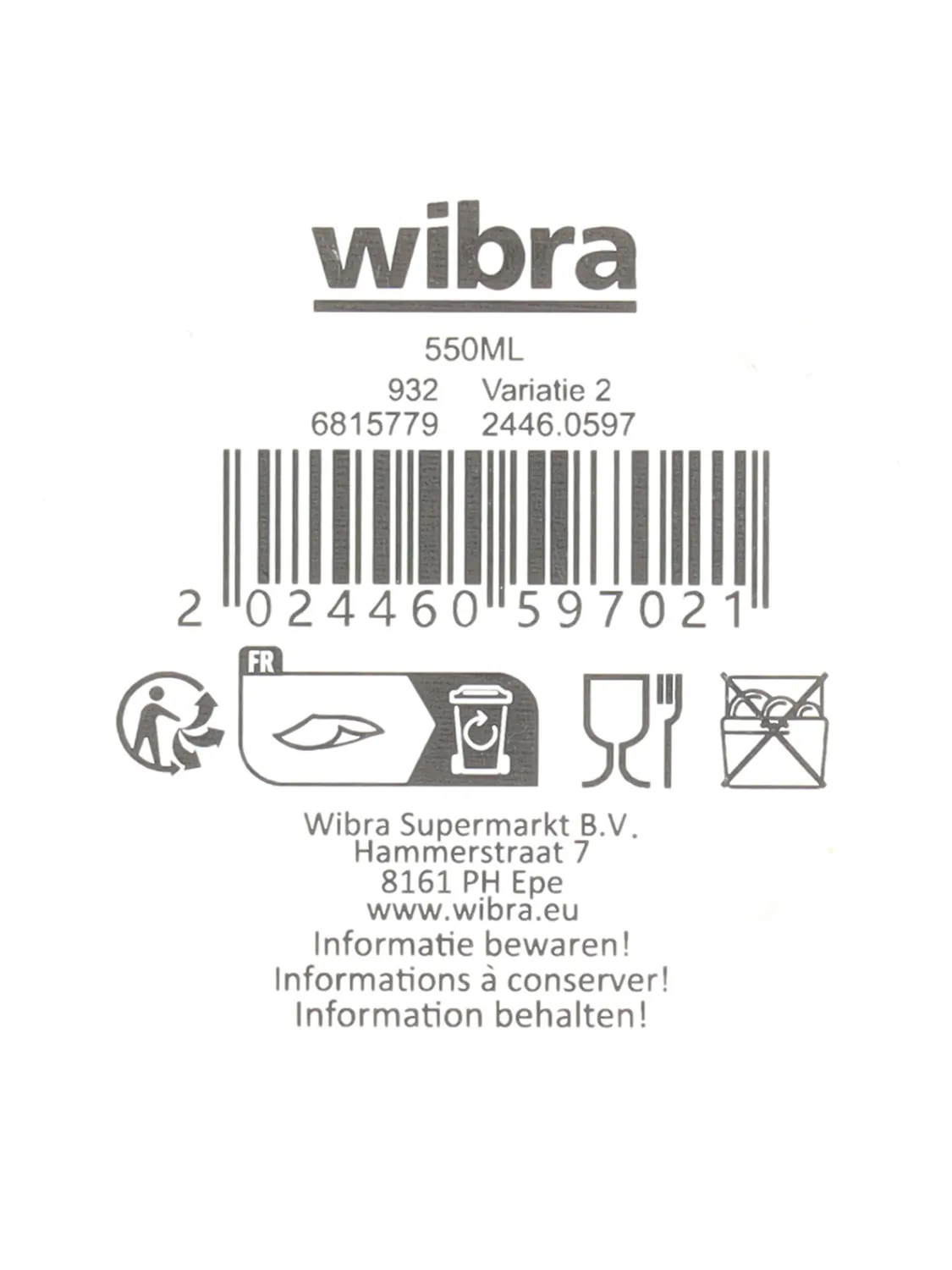 Wibra borraccia 550 ml tappo a vite leggera