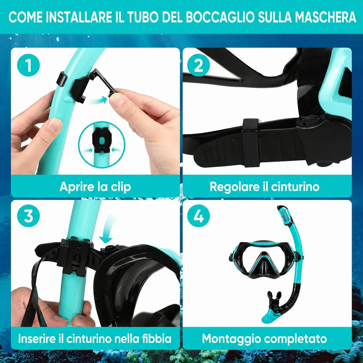 Kaefuys set snorkeling maschera subacquea 180°