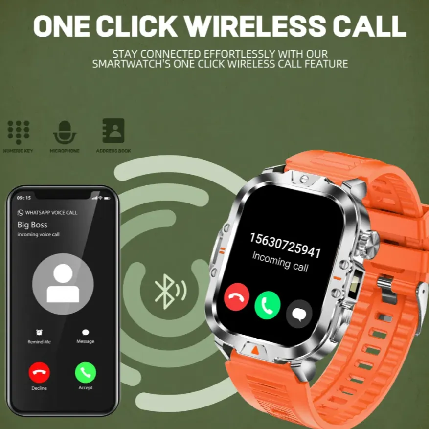 ADAMANTA V17 smartwatch impermeabile con torcia