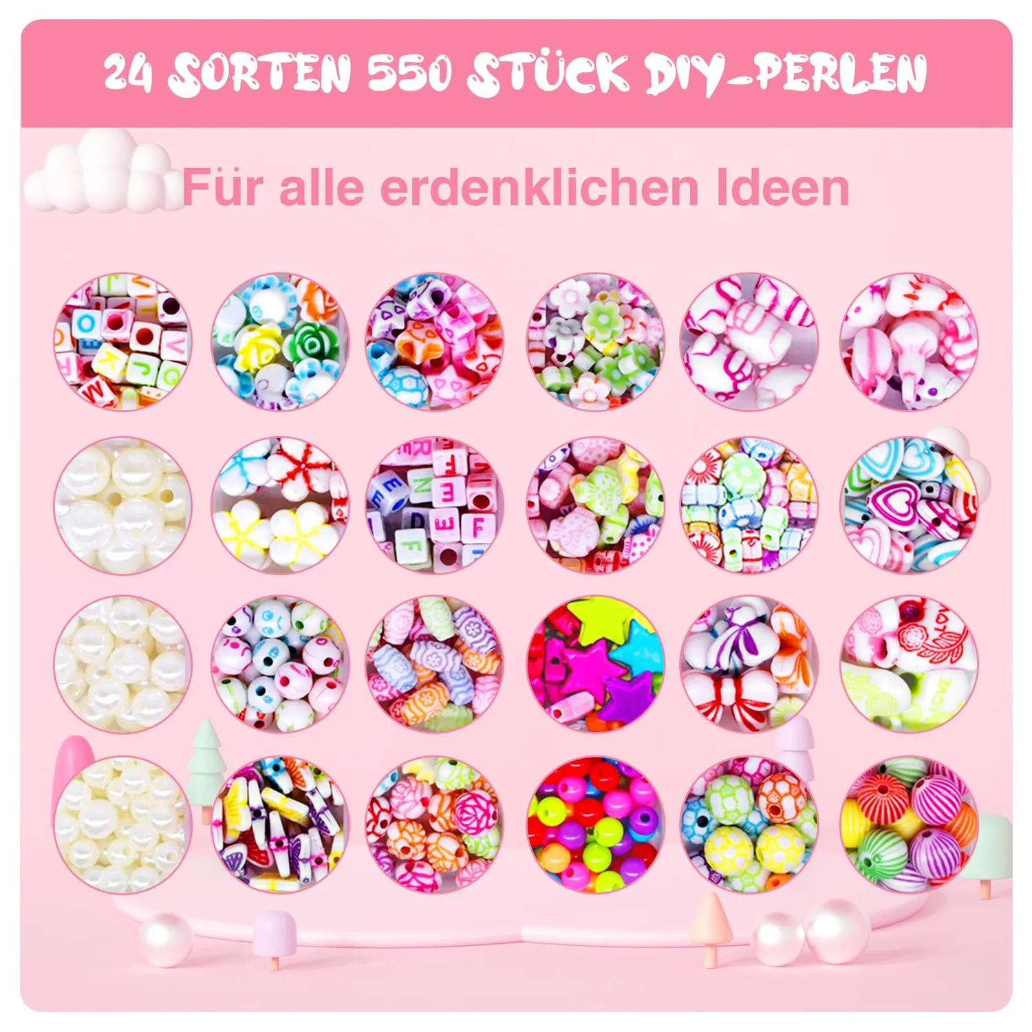 Amteker Kit Perline da Infilare Fai da Te 550 Pezzi