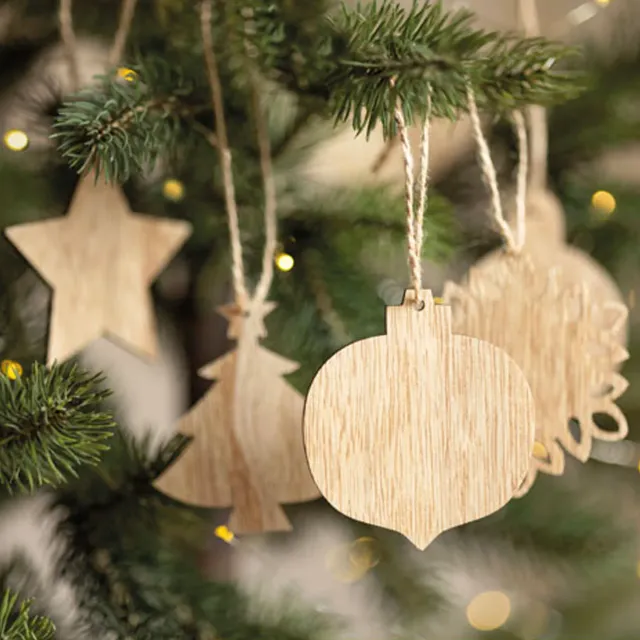 3BPRO Decorazioni Natale Legno Faggio 6 Pezzi