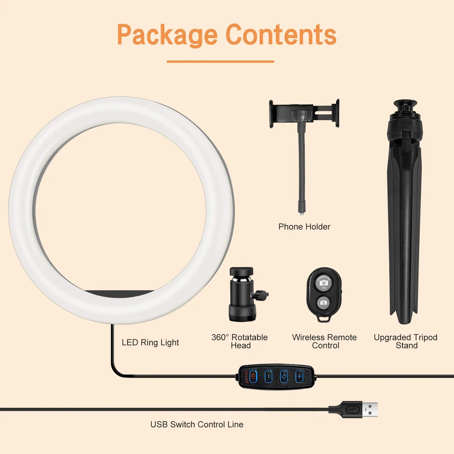 Action Ring Light LED 10,2" con Treppiede e Telecomando