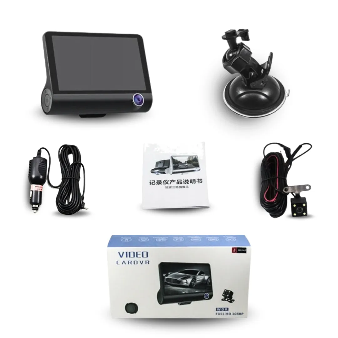 Adamanta 390 dash cam auto 3 telecamere Full HD con visione notturna