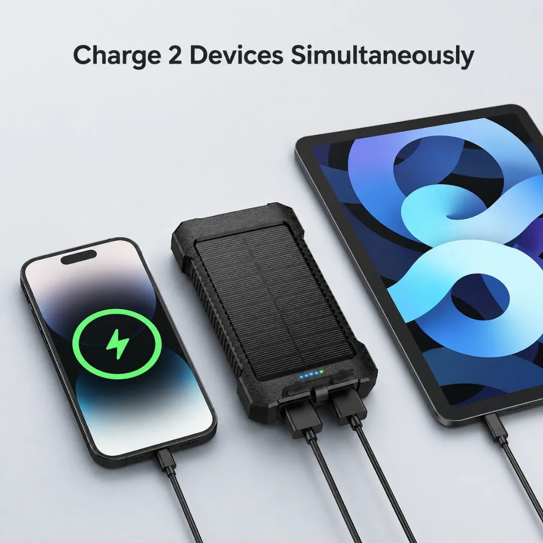 ADAMANTA power bank solare 8000mAh bussola torcia LED