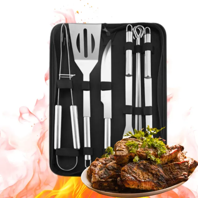 ADAMANTA 357 set utensili barbecue acciaio 9 pezzi