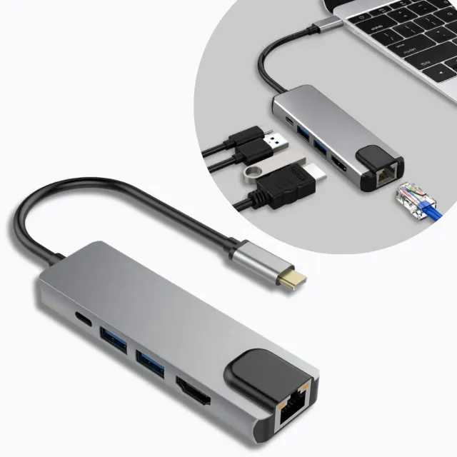ADAMANTA USB-C Hub 5-in-1 adattatore HDMI 4K multiporta