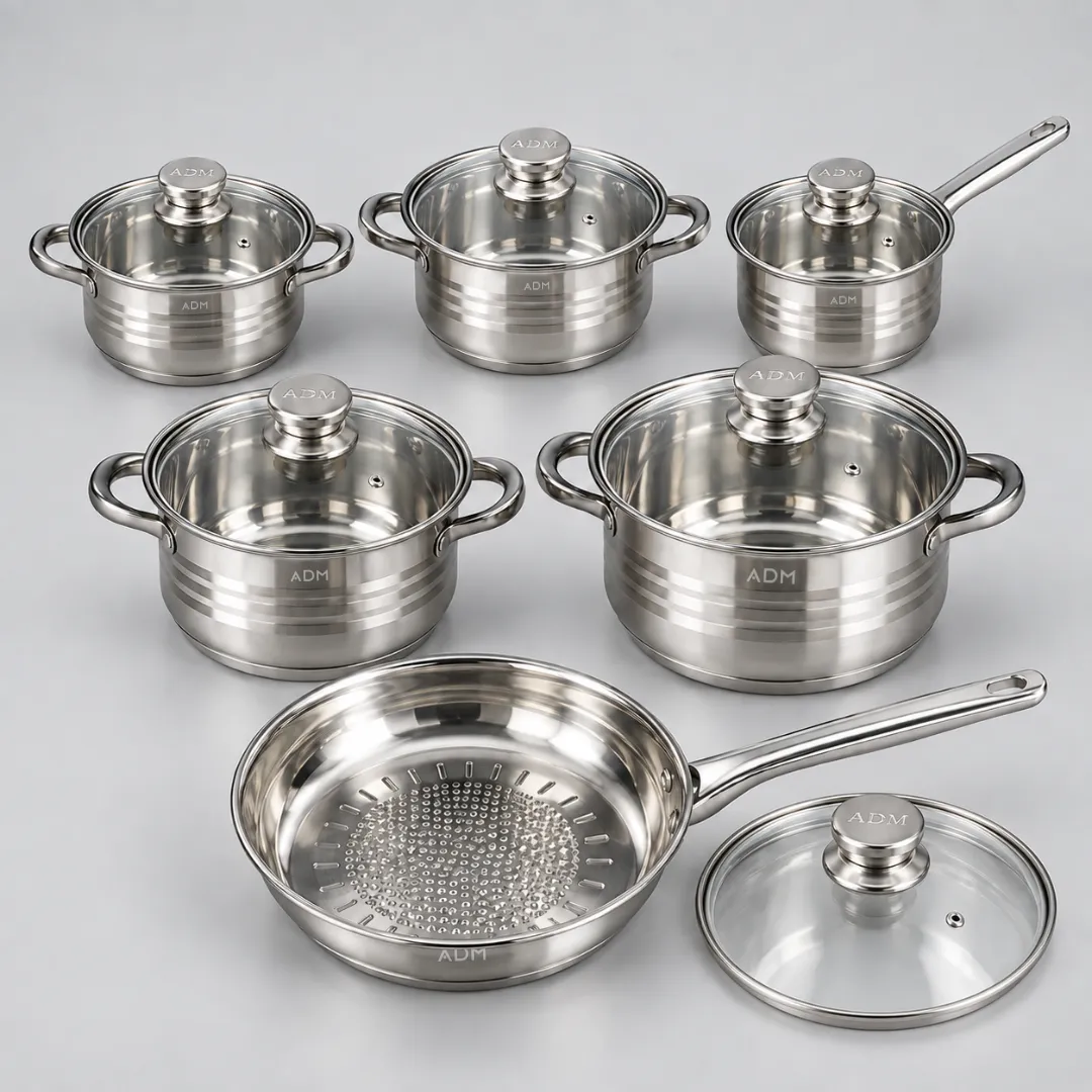 ADAMANTA 393 batteria pentole acciaio inox 12 pezzi induzione