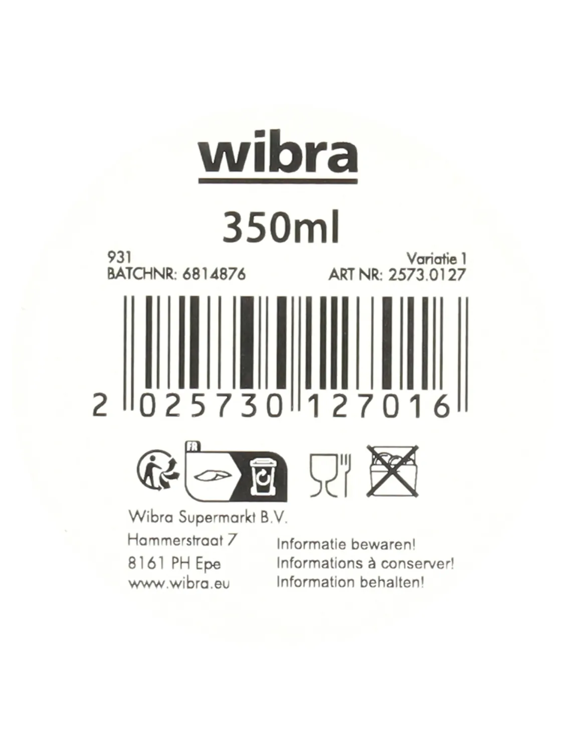 Wibra Thermosbeker borraccia in acciaio 350 ml