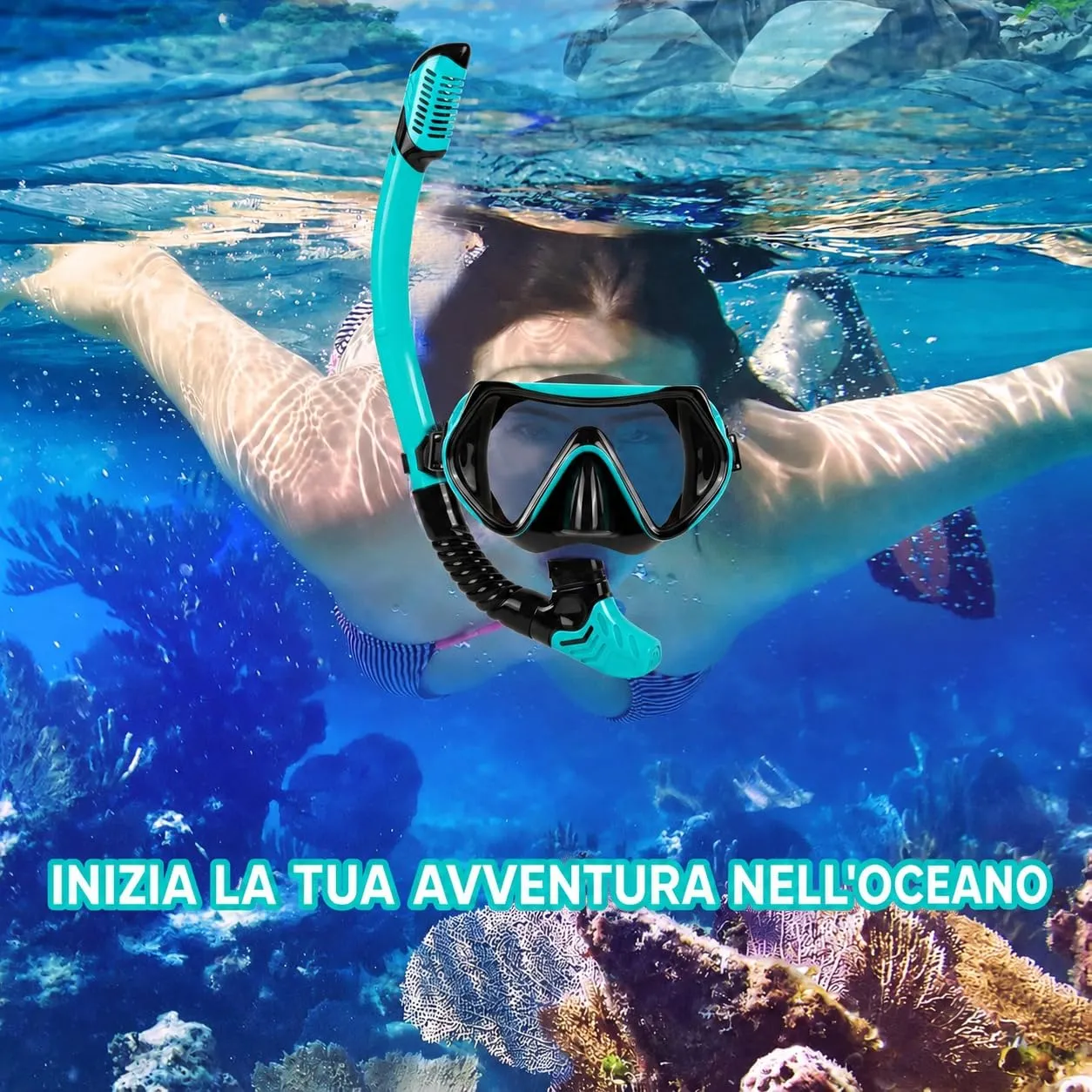 Kaefuys set snorkeling maschera subacquea 180°