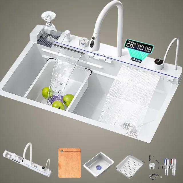 ADAMANTA ADM 587 Lavello Cucina Acciaio con Rubinetto Salvaspazio