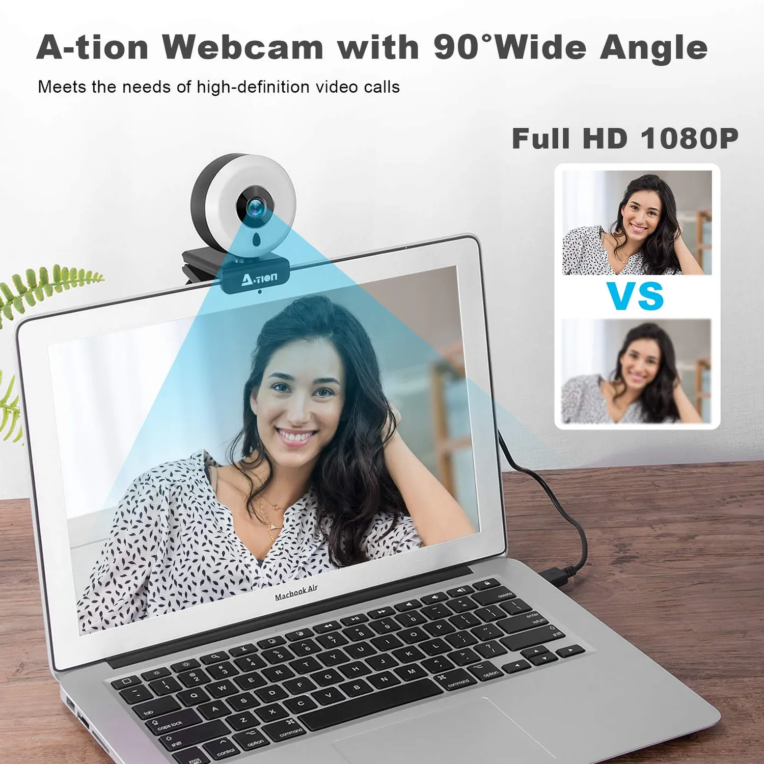 Action webcam PC 1080P Full HD con microfono e luce