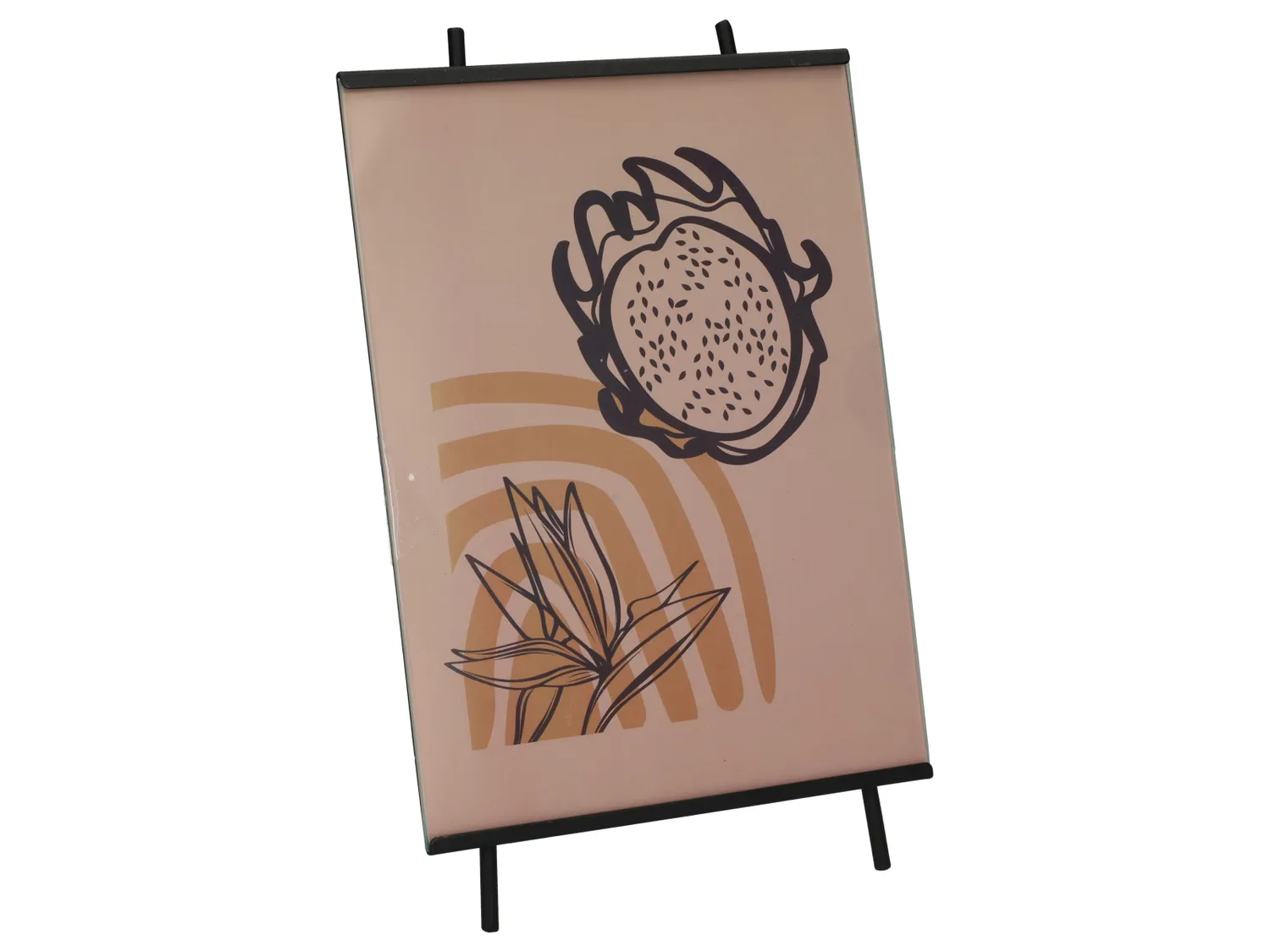 Wibra cornice cavalletto metallo beige vetro