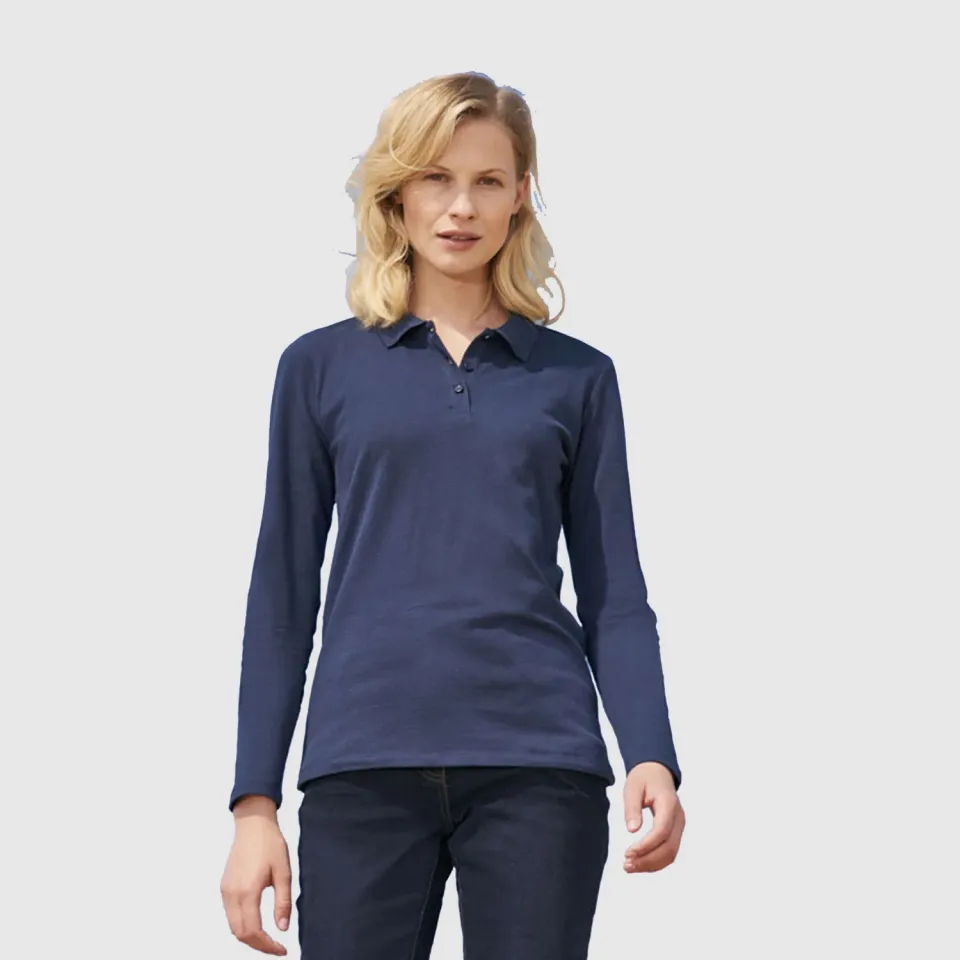 3BPRO S02083 polo donna manica lunga personalizzata