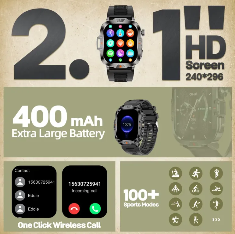 ADAMANTA V17 smartwatch impermeabile con torcia