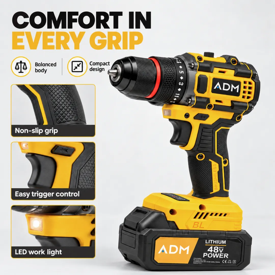 ADAMANTA ADM 7121 trapano avvitatore senza fili 33 pezzi brushless