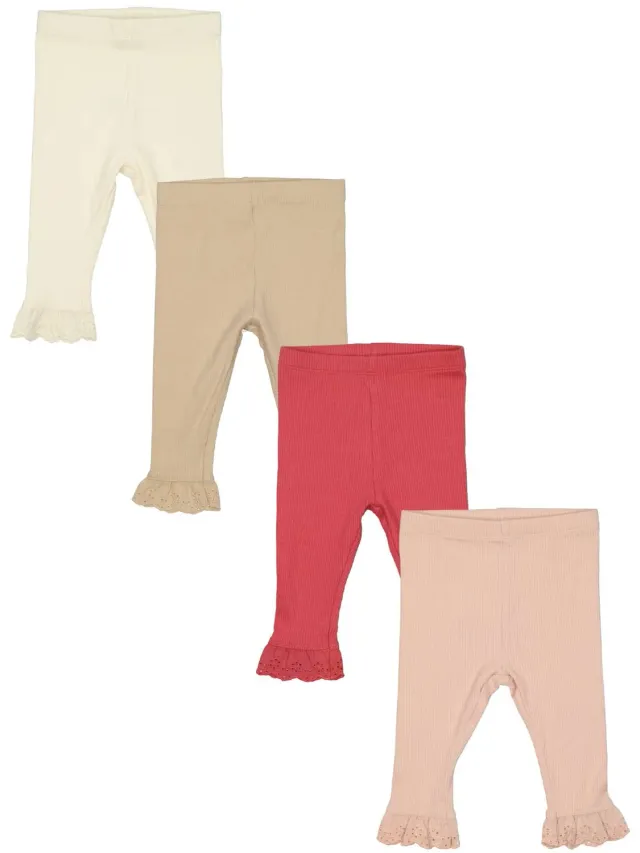 Wibra leggings neonata cotone balze broderie costina