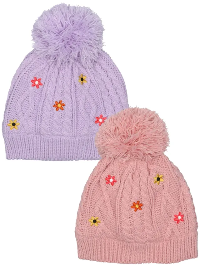 Wibra cappello neonato trecce fiori con pon pon