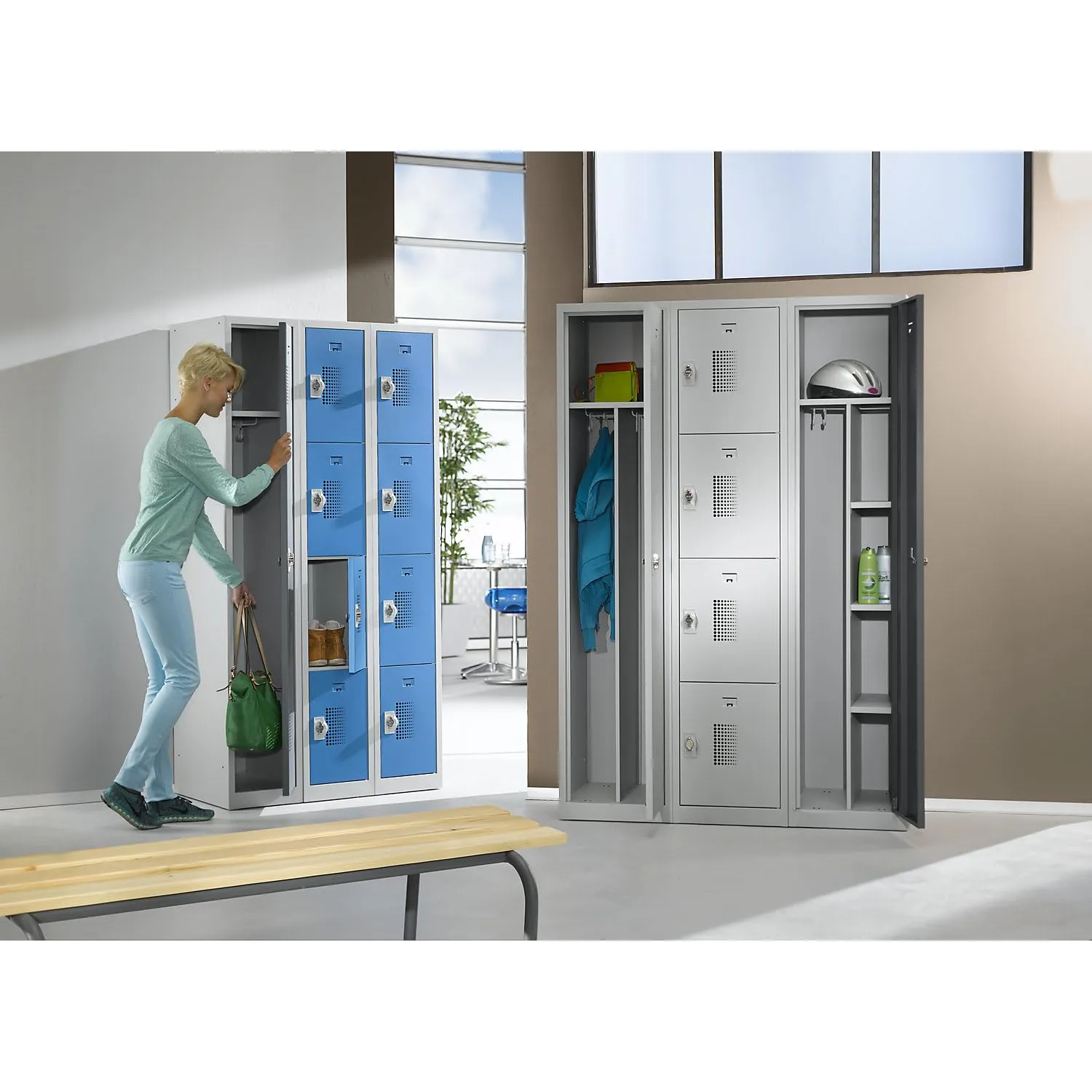 Eurokraft Basic Amsterdam armadietto metallo 4 piani blu