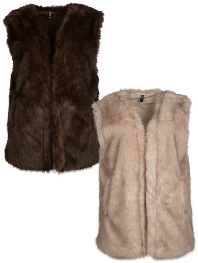 Wibra Gilet Donna Pelliccia Sintetica con Tasche