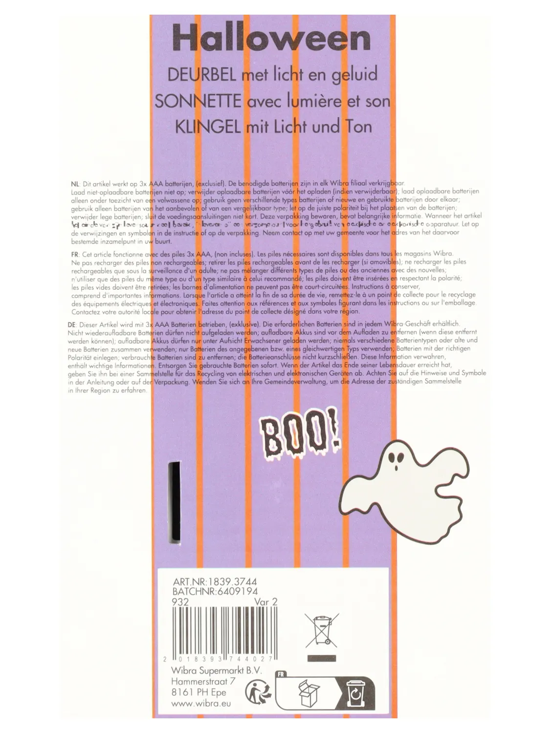 Wibra Campanello Halloween Teschio Plastica