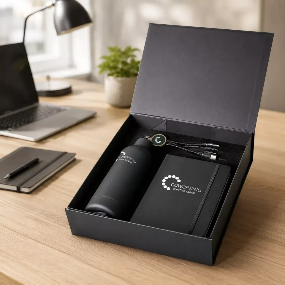 Obsidian set regalo taccuino borraccia cavo bambù