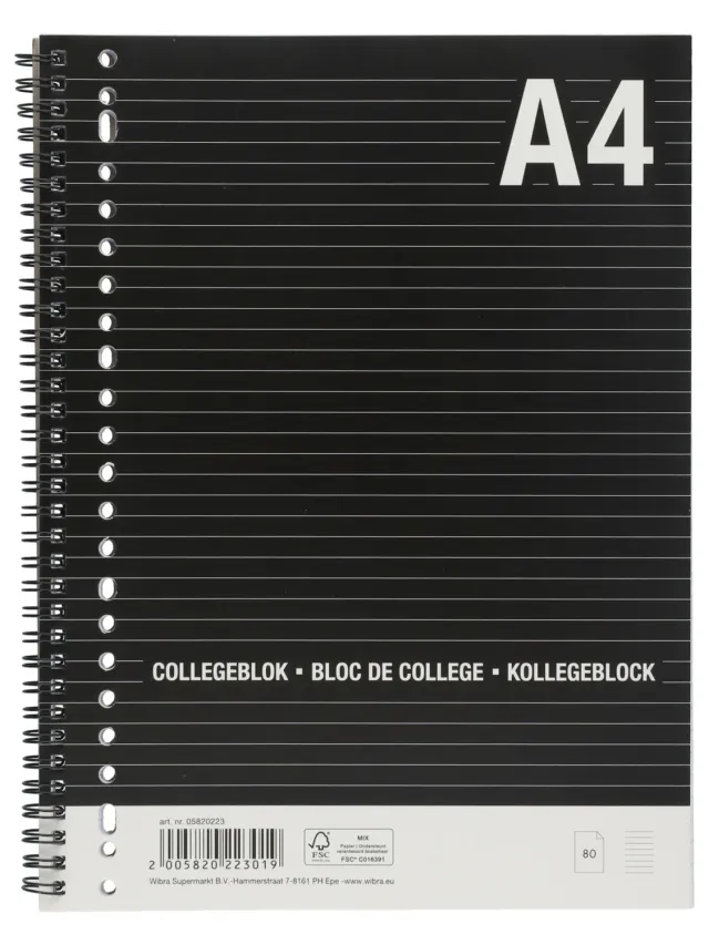 Wibra A4 collegeblok blocco appunti A4 80 fogli righe