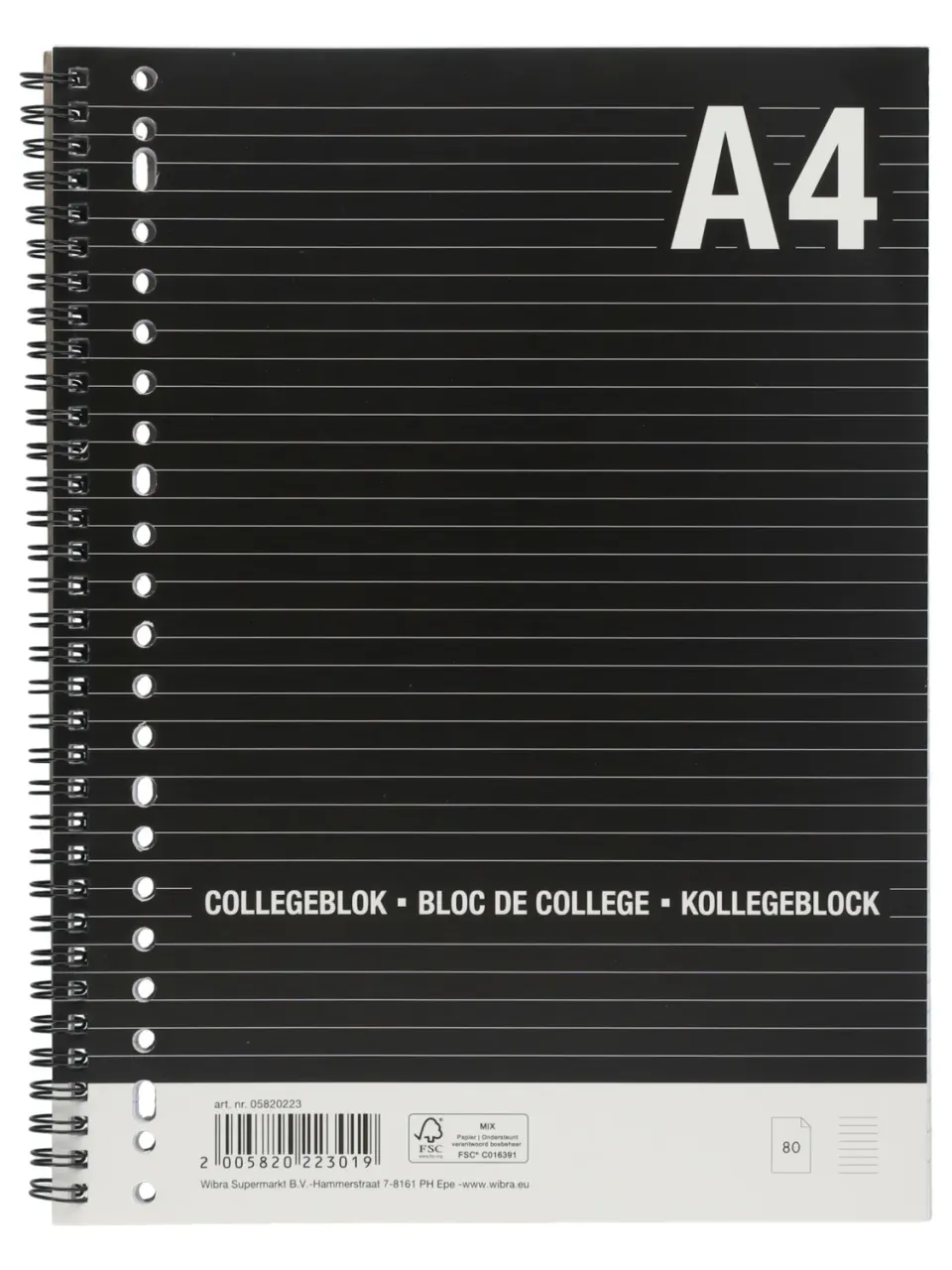 Wibra A4 collegeblok blocco appunti A4 80 fogli righe