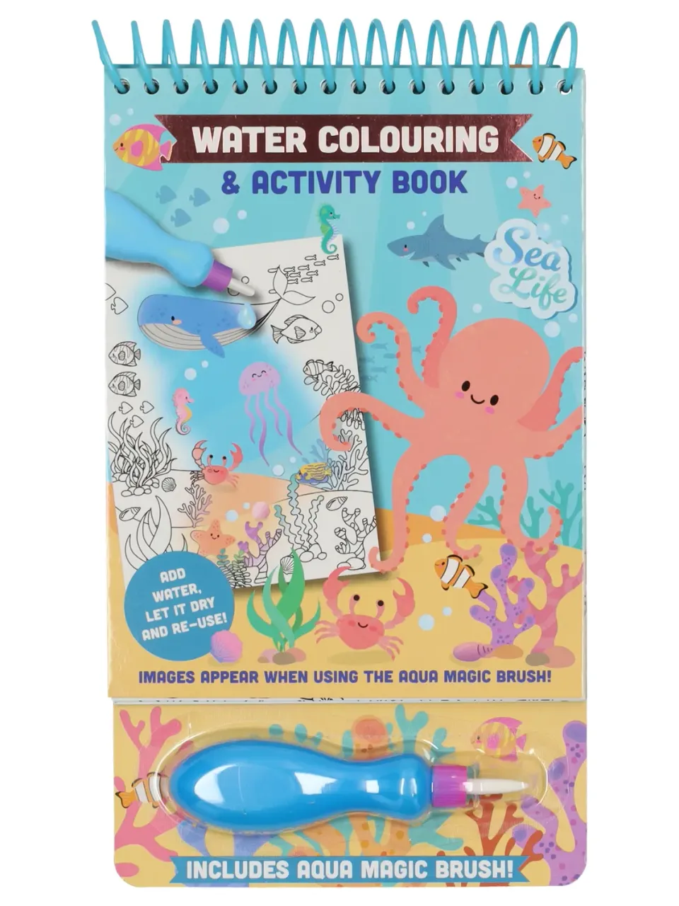 Wibra libro da colorare ad acqua con penna 4 temi