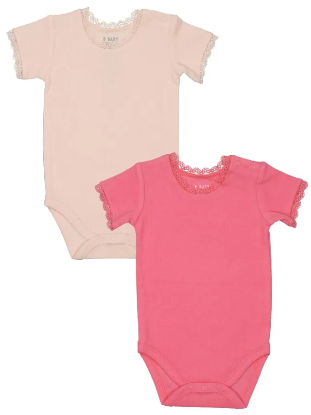 Wibra body neonato cotone manica corta con pizzo