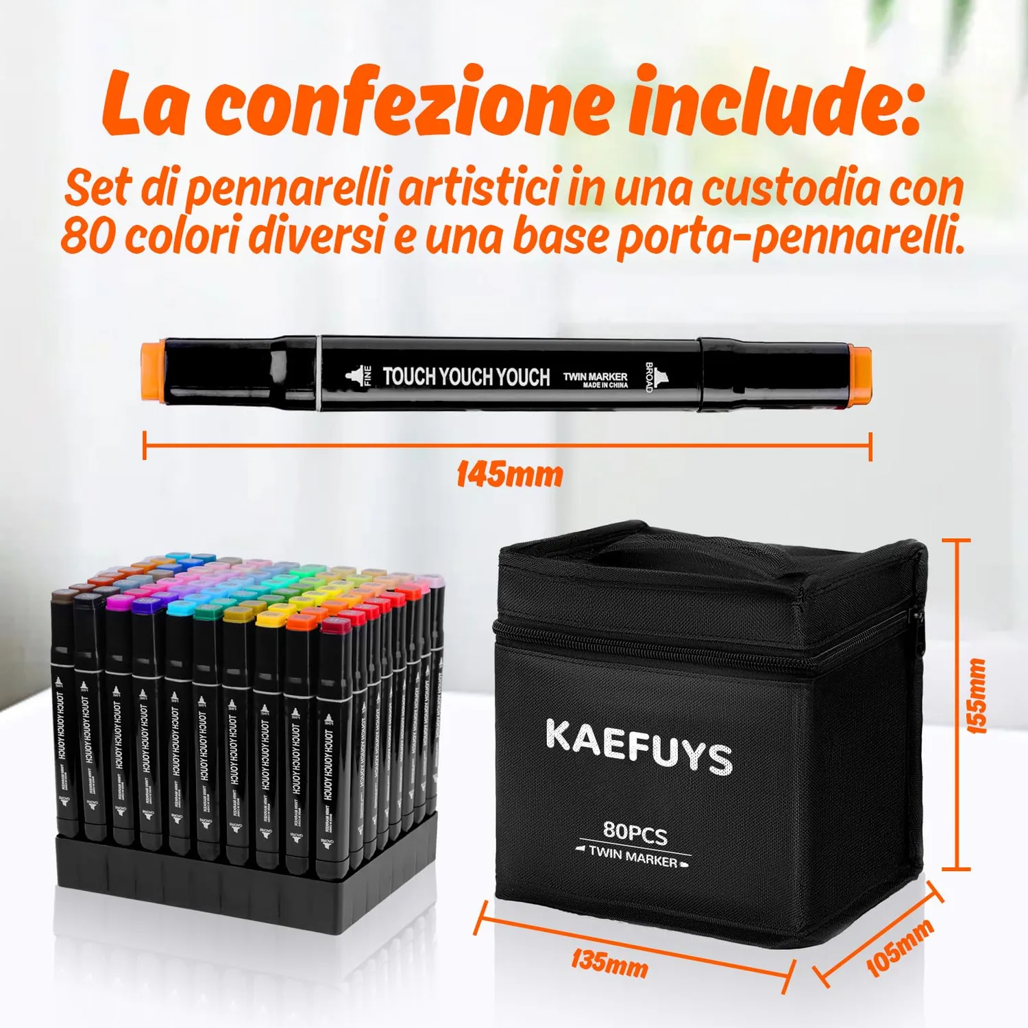 Kaefuys Pennarelli doppia punta alcol impermeabili 80 colori
