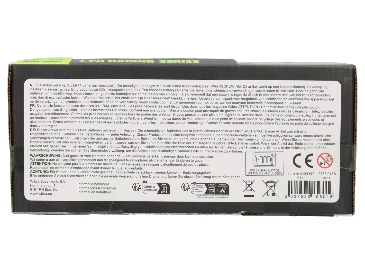 Wibra Auto da Corsa Giocattolo verde 20 cm luci