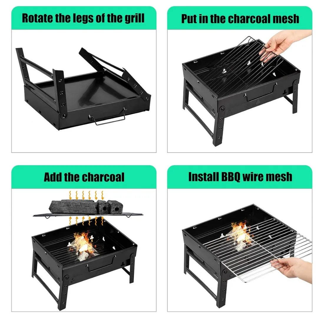 ADAMANTA 2226 barbecue portatile a carbonella pieghevole