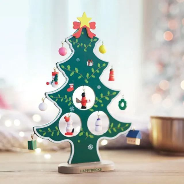 3BPRO CX1278-09 Albero Natale Legno 22 cm 12 Decori
