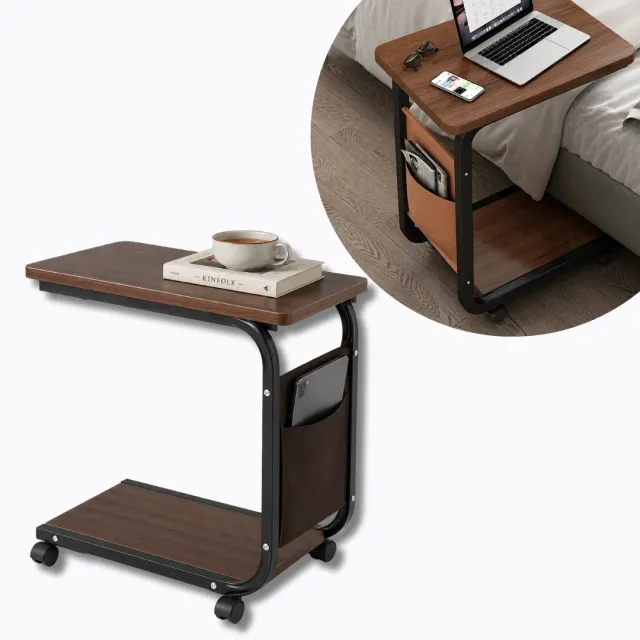 ADAMANTA 7083 Tavolino Divano con Rotelle e Tasca