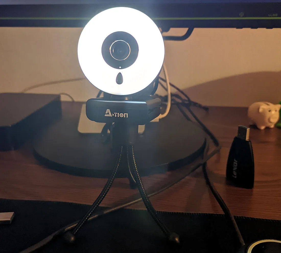 Action webcam PC 1080P Full HD con microfono e luce