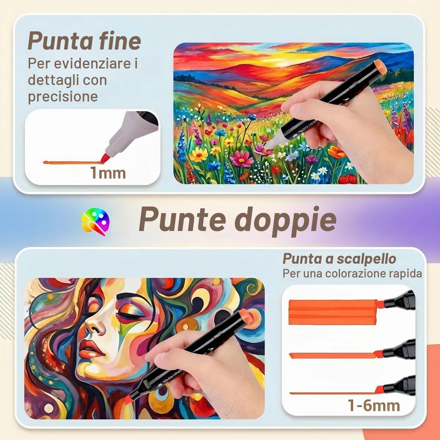 KAEFUYS Pennarelli 80 Colori Doppia Punta Alcool
