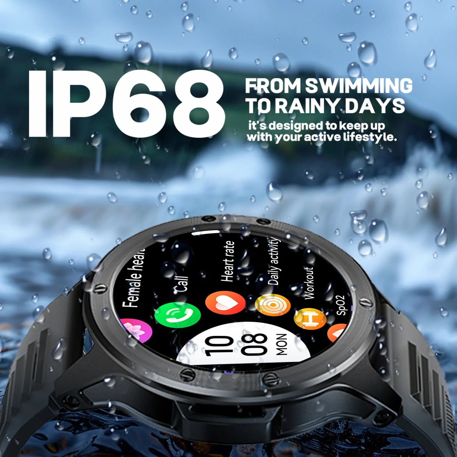 ADAMANTA V21 smartwatch con torcia sport IP68