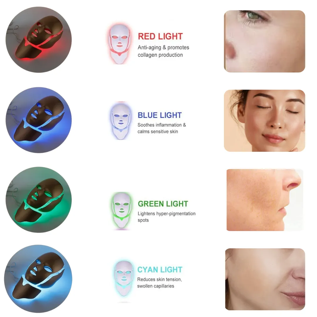 ADAMANTA 7003 Maschera Viso LED 7 Colori Microcorrente