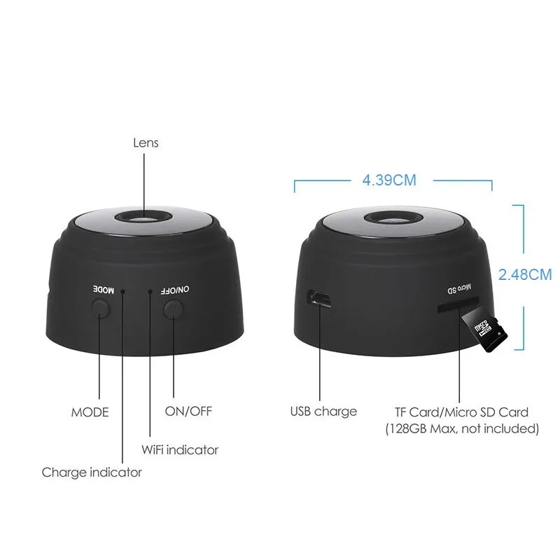 ADAMANTA 069 mini telecamera WiFi wireless 720p notturna