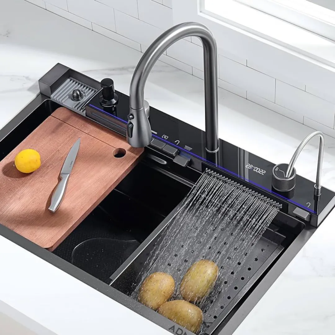ADAMANTA ADM 535 Lavello Cucina Acciaio con Rubinetto Cascata