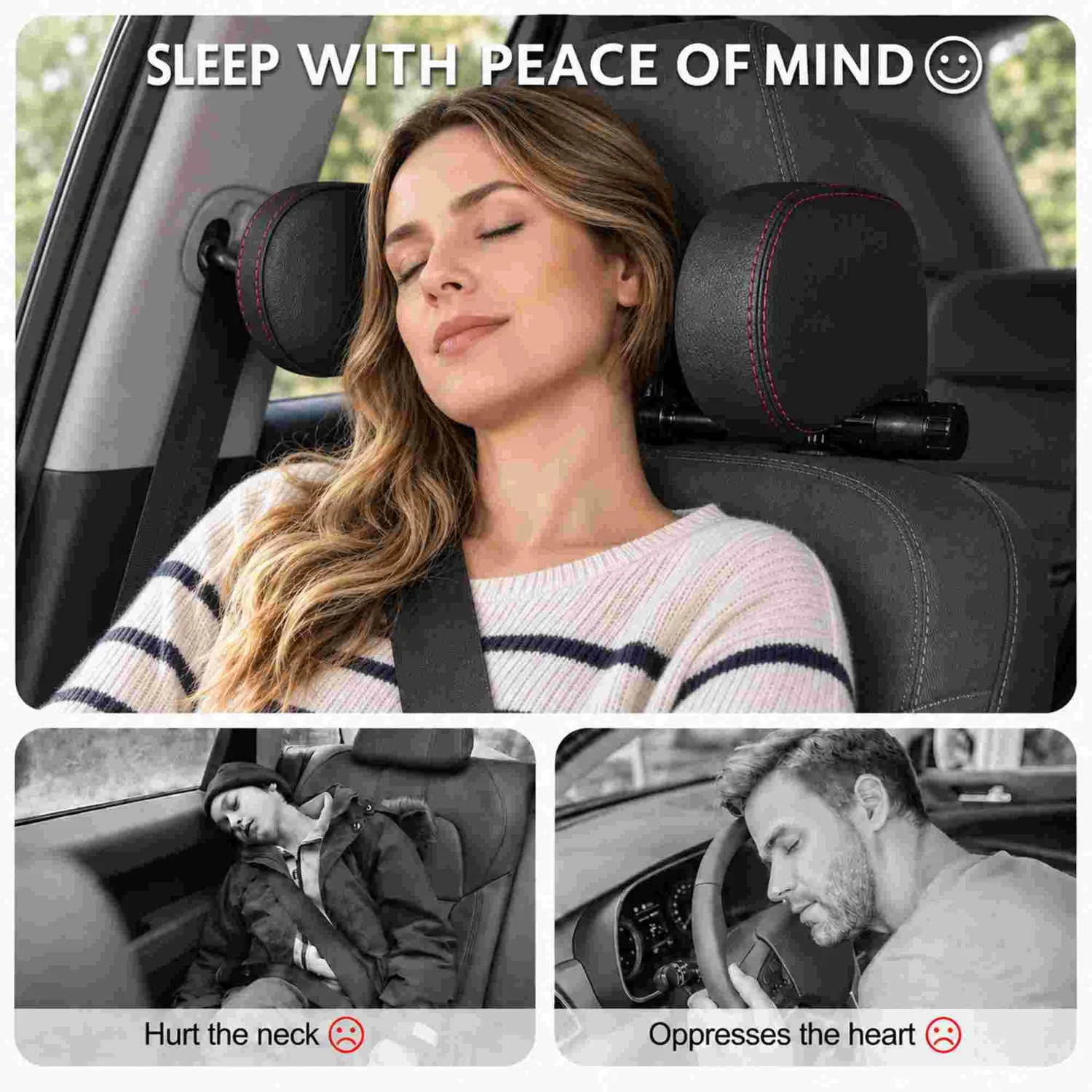 Kaefuys poggiatesta auto 360° memory foam removibile