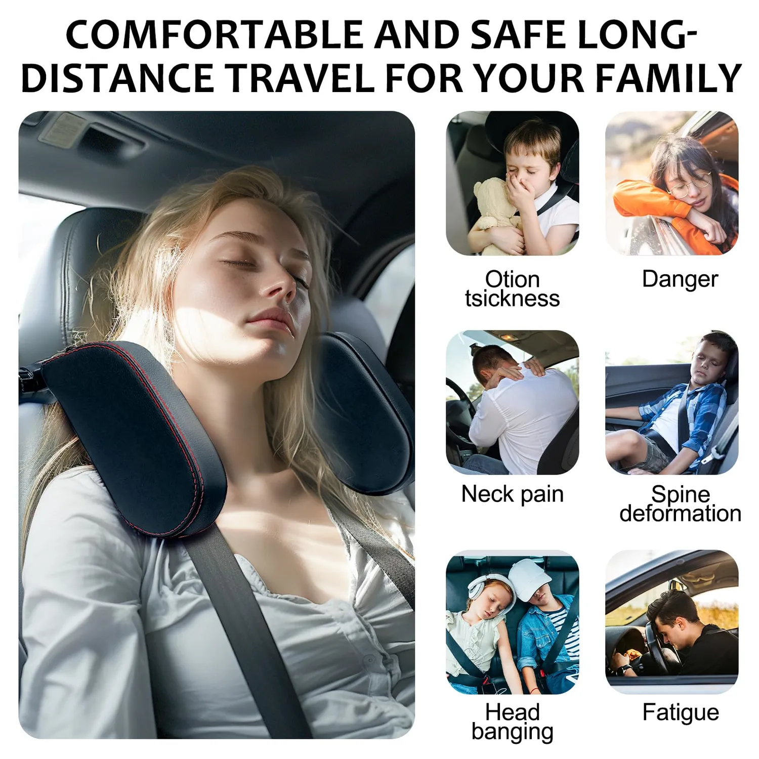 Kaefuys poggiatesta auto 360° memory foam removibile