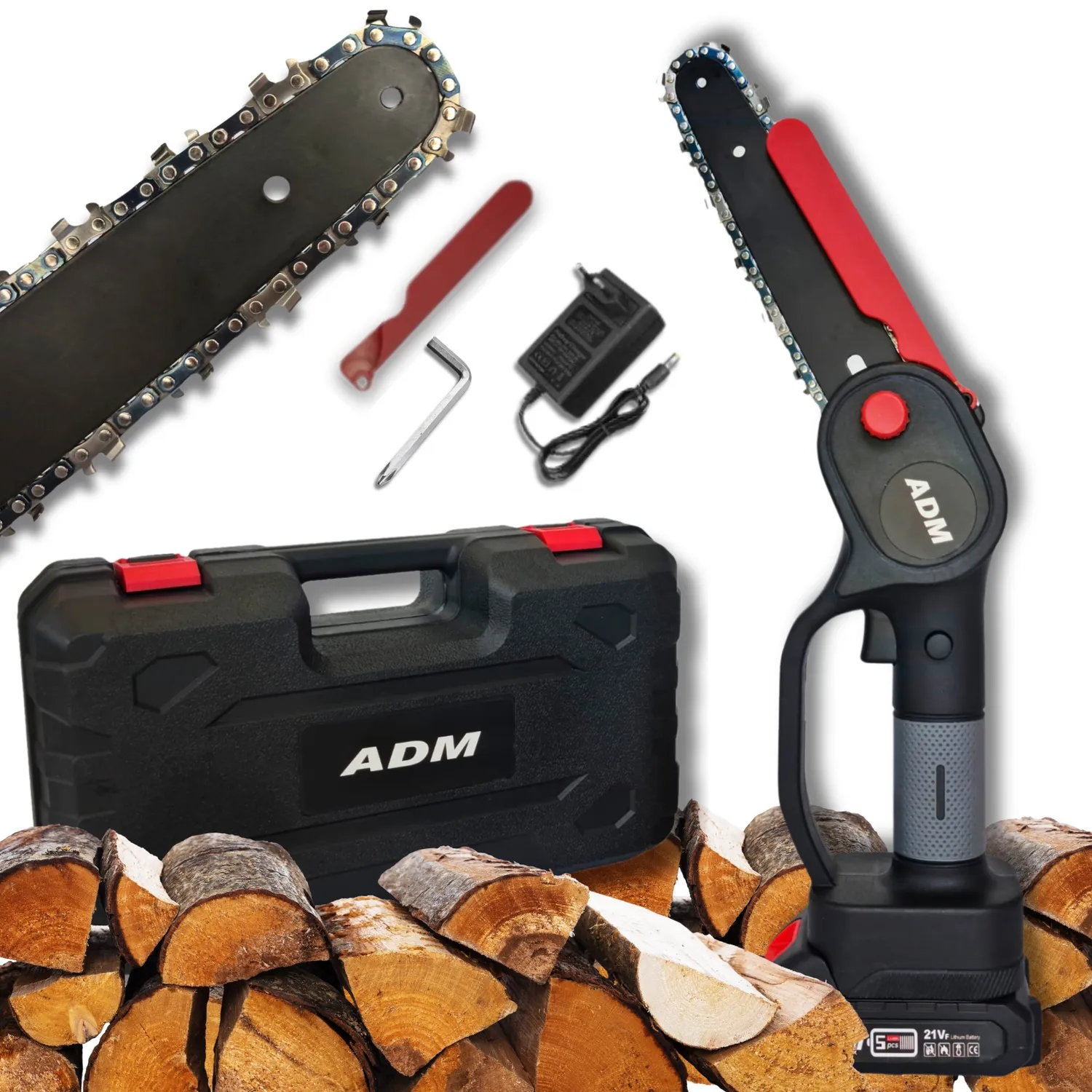 ADAMANTA ADM 527 Mini Motosega a Batteria 21V 6 Pollici