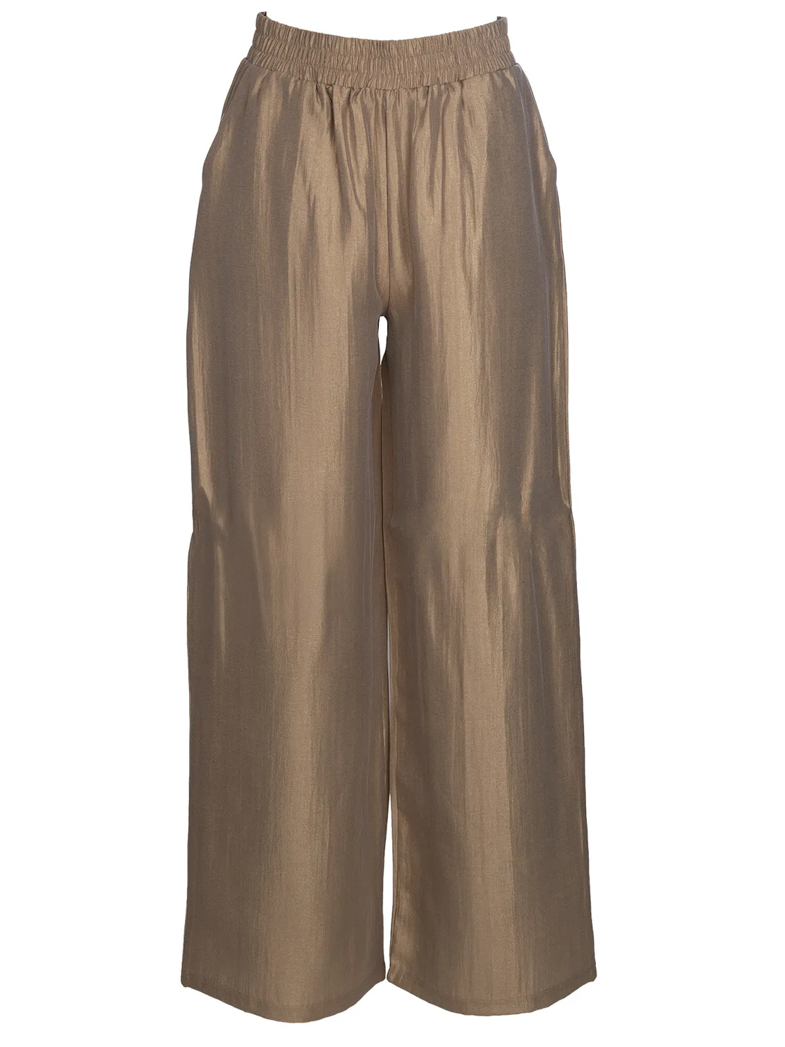 Wibra pantalone metallizzato wide leg donna elastico