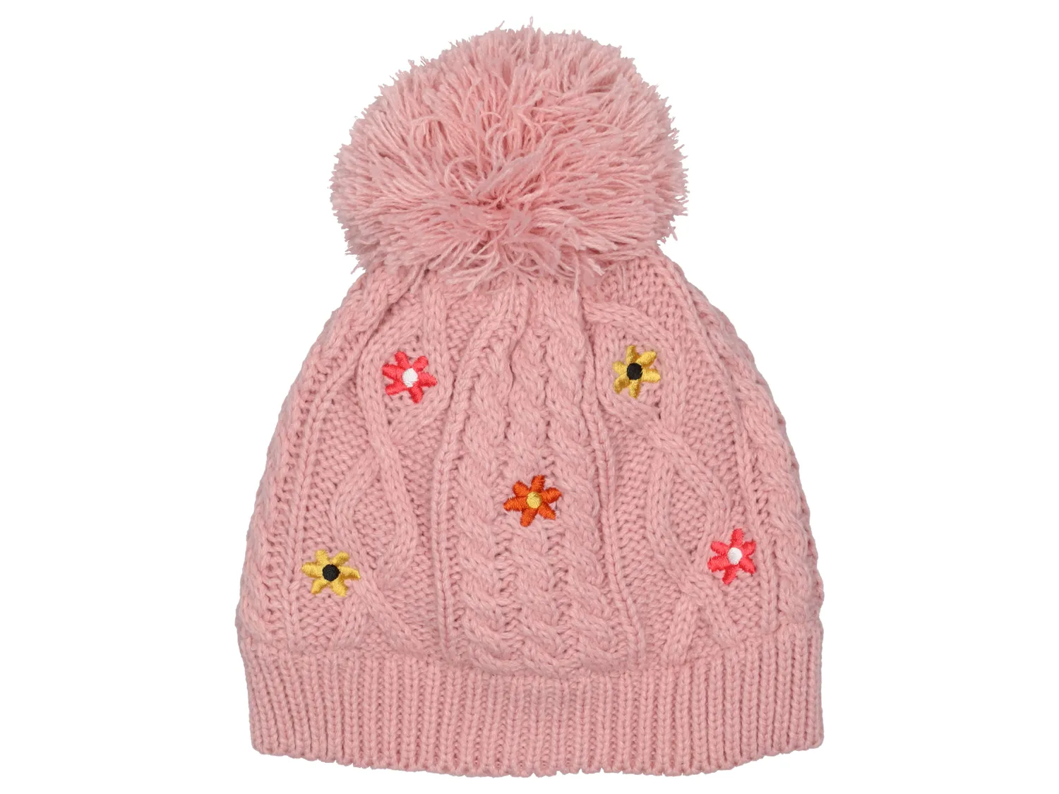 Wibra cappello neonato trecce fiori con pon pon
