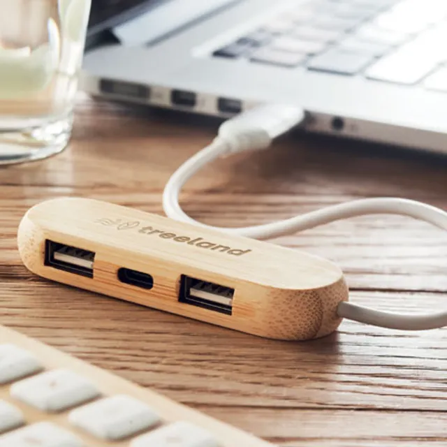3BPRO MO6848-40 hub USB 2.0 in bambù 3 porte