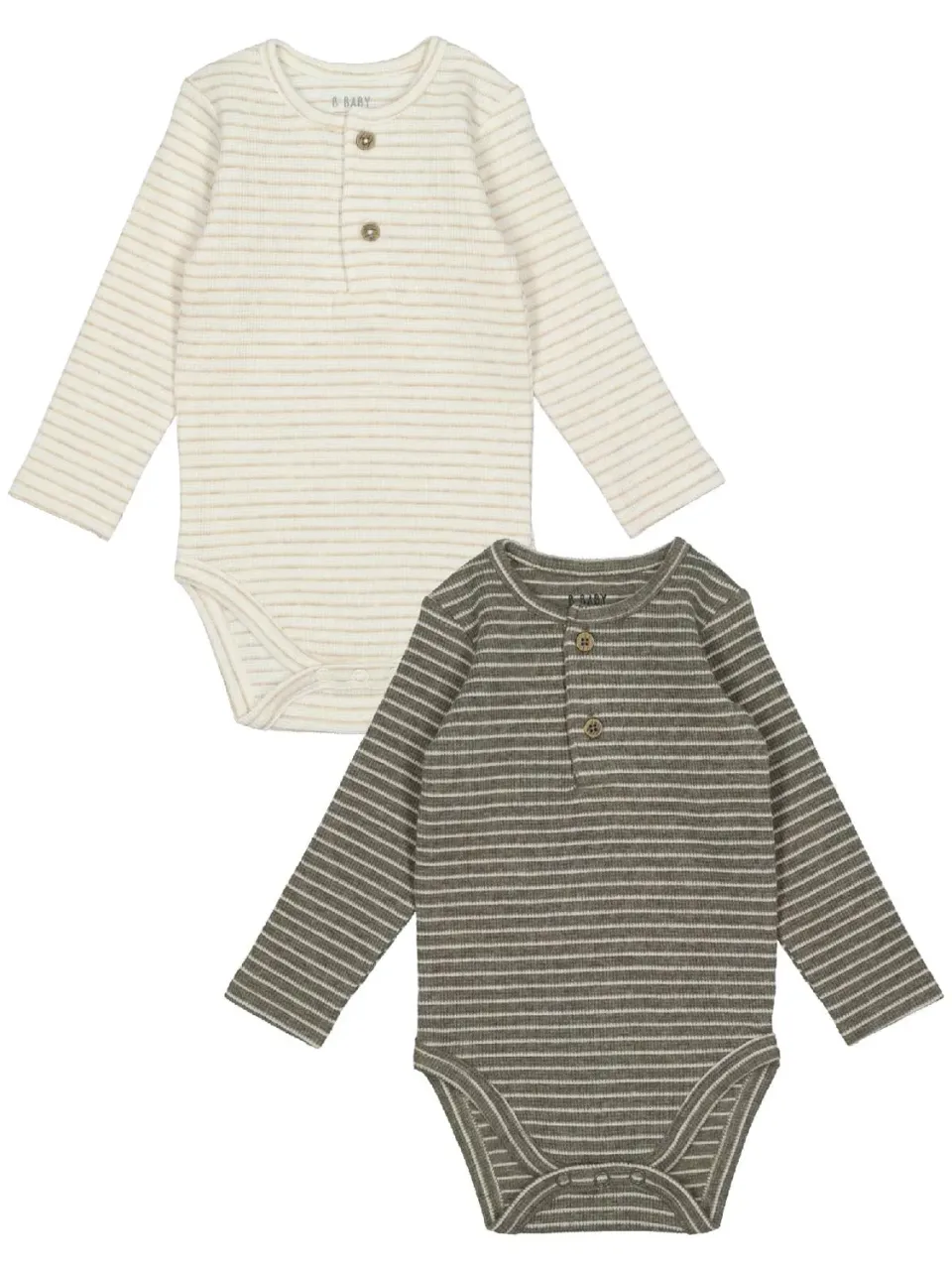 Wibra Henley body neonato a righe in cotone