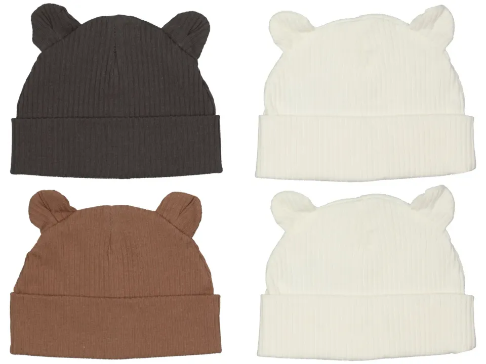 Wibra cuffia neonato orsetto cotone 2 pezzi