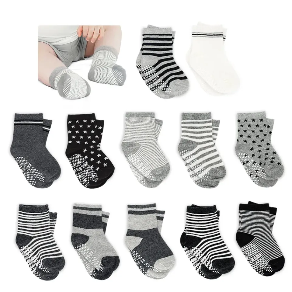 Amteker Calzini Antiscivolo Bambino 12 Paia Cotone